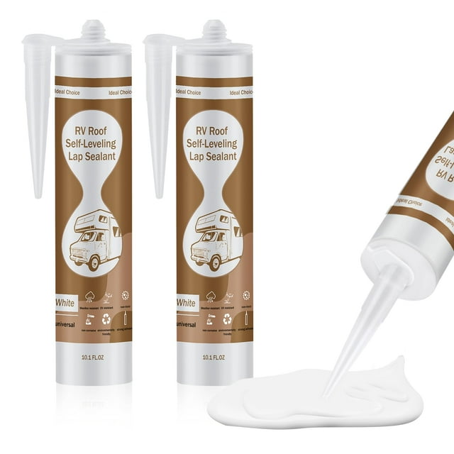 Sellador Dongxw para techo de autocaravana, autonivelante, blanco, 300 ml, paquete de 2