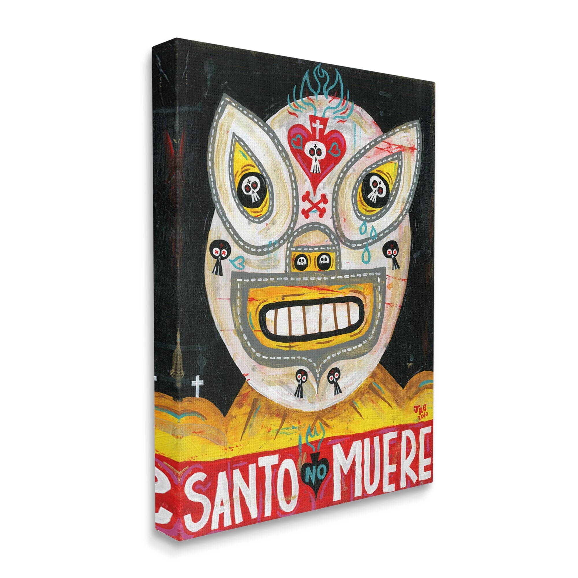 Santo No Muere Mexican Wrestler Mask Skull Motif Novelty Graphic Art Gallery-Wrapped Canvas Print Wall Art