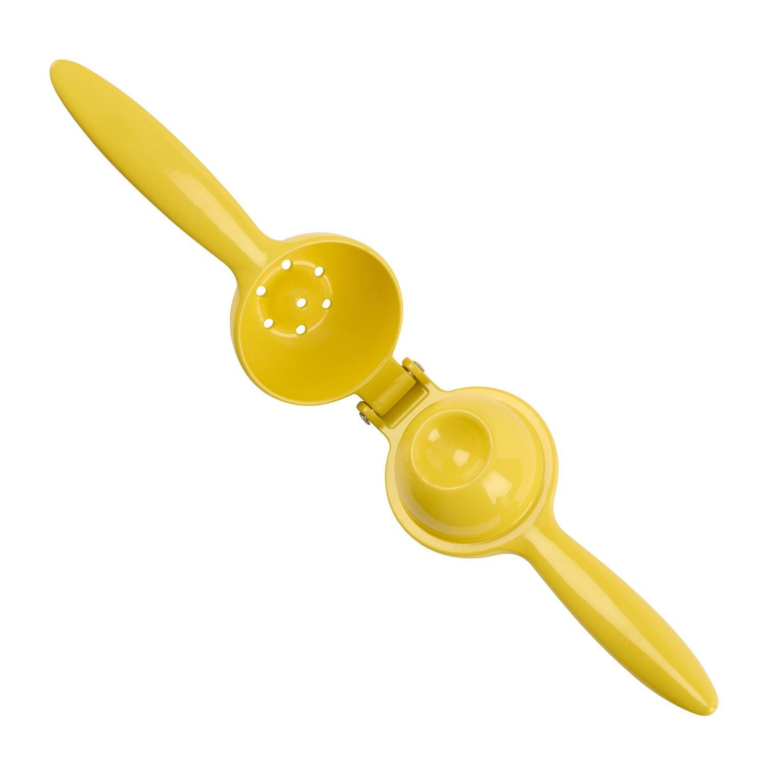 Mainstays 8.5" Manual Lemon Juicer, Heavy-Duty Diecast Aluminum with Comfort Grip Handles, Yellow, Lemon Squeezer