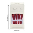 thumbnail image 3 of 1 Set French Tip Press on Nails Solid Color Extra Long Artificial Detachable Full Cover Salon DIY Manicure Kit for Girls H33-deep red, 3 of 7