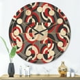 thumbnail image 2 of Designart 'Circular Retro Pattern Geometrical' Mid-Century Modern Wood Wall Clock, 2 of 5