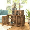 thumbnail image 4 of Cvortll Cat Litter Box Enclosure,Hidden Kitty Washroom,Multifuctional Enlarged Cat Litter Cabinet Cat House with Cat Tree Tower Scratching Post,Removable Divider,Rustic Brown, 4 of 5