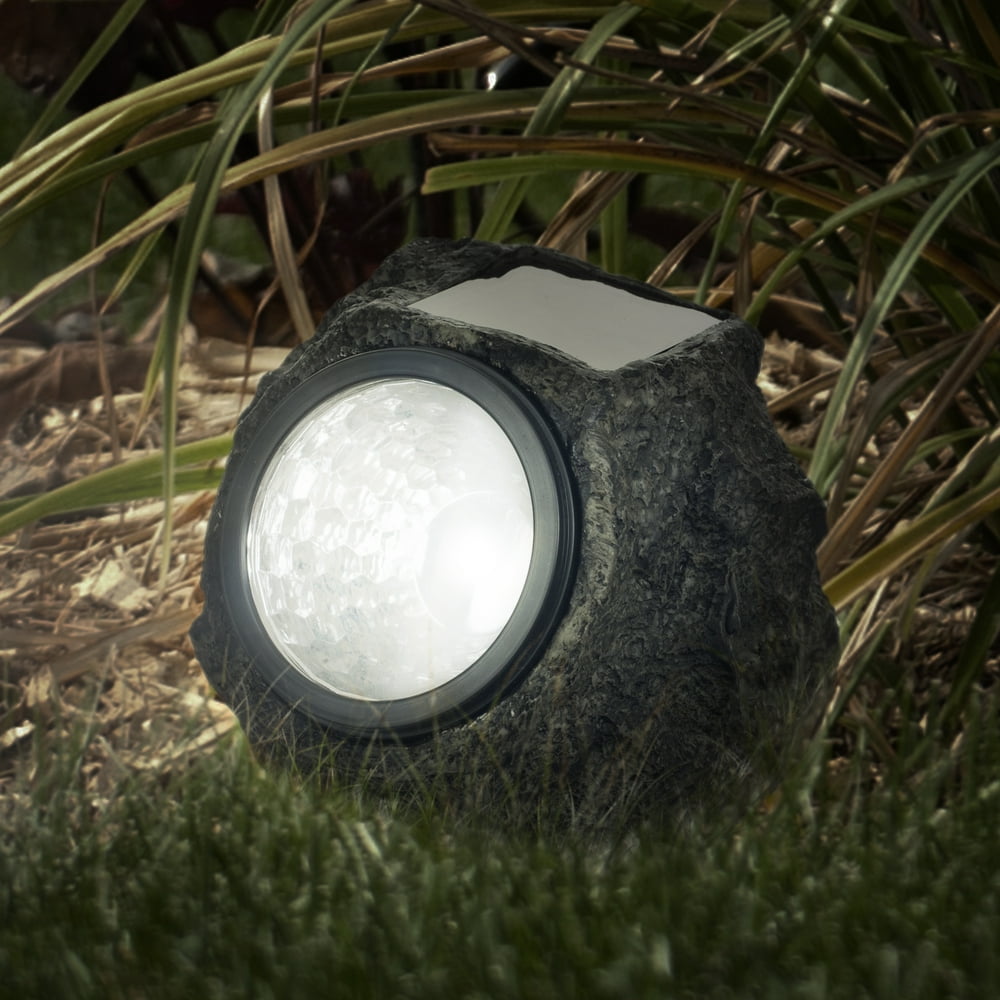 Outdoor LED Solar Rock Lights Realistic AllWeather Faux Stone