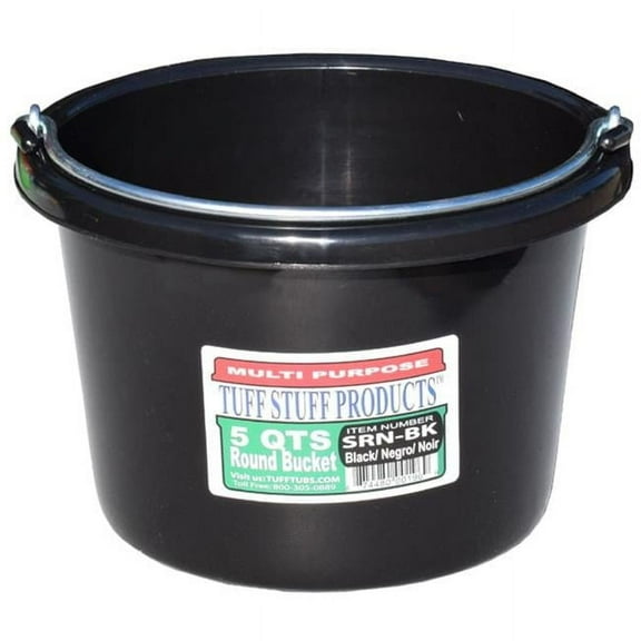 Tuff Stuff Products SRNBK 5 qt. Round Bucket, Black