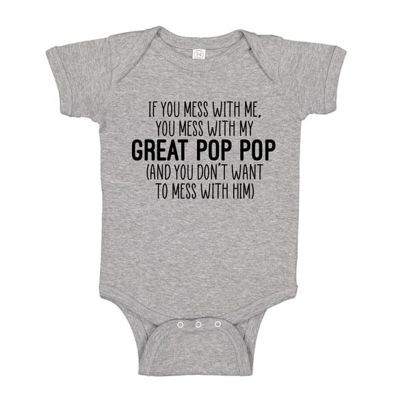 Don't Mess With My Great Pop Pop Baby Bodysuit One Piece NB Athletic Heather
