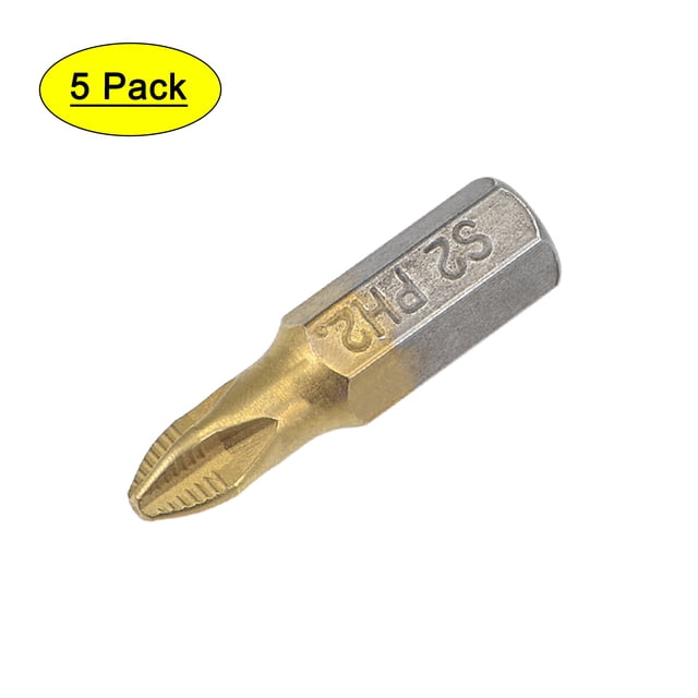 Unique Bargains 1/4-Inch Hex Shank Magnetic Phillips Screwdriver Bit, 25mm Length PH2 Screw Driver S2 Non-Slip Screwdriver Bits 5pcs
