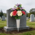 thumbnail image 7 of Artificial Bouquet, Peacock Rose Fake Floral Arrangement, Outdoor Cemetery Memorial Decor, Realistic Faux Flower Stake for Grave, Holiday, Garden & Remembrance Use, 7 of 7