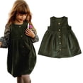 thumbnail image 2 of Chenyin Baby Kids Girls Fall Winter Sleeveless Dress Solid Color Corduroy Vest Dress Girls Buttons Warm Sundress for Toddler 1-6 Years, 2 of 9