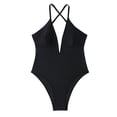 thumbnail image 4 of Yuncity One Piece Swimsuit Women Deep V Neck Shapewear Backless Thong Bodysuit Tank Top Bathing Suits Swimwear For Beach Pool Black S-Xl, 4 of 5