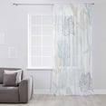 thumbnail image 3 of Blue Pink Coral Coastal Semi Sheer Curtains Drapes for Living Room, Bedroom, French Doors Window 96 Inches Long, Nautical Starfish Summer Beach Rod Pocket Chiffon Curtain Drapery Voile Drape Panel, 3 of 6