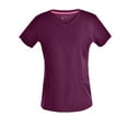 thumbnail image 2 of Stretch Women Nursing Scrubs Set - V Neck Fashion Rib Scrubs Medical Uniforms Top Pants PS1116 WINE L, 2 of 5