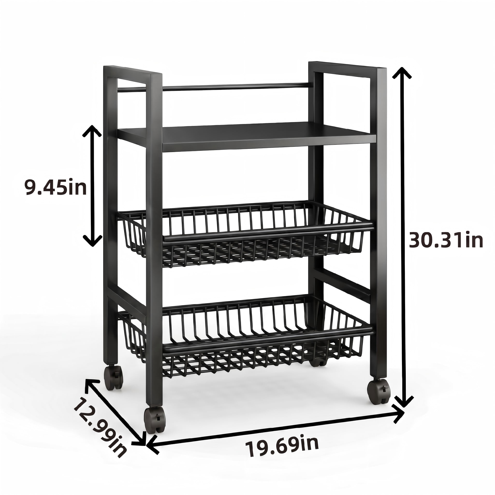 Rolling Kitchen Storage Cart with Shelves and Baskets, Mobile Pantry Organizer for Kitchen, Coffee Station and Small Spaces, Multiple Styles Available