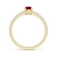 thumbnail image 2 of ANGARA Natural Classic Solitaire Ruby Promise Ring with Pave Diamonds in 14K Yellow Gold for Women (Size-4.5mm) | July Birthstone, Birthday, Anniversary, Jewelry Gift for Women | Natural Ruby Ring, 2 of 8