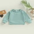 thumbnail image 3 of MesaSe Bébé Garçon Fille Solide Coton Pull Col Rond Manches Longues T-Shirt Tops Printemps Vêtements d'Automne Brun 2-3 Ans, 3 of 7