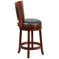 thumbnail image 2 of 26'' High Dark Cherry Wood Counter Height Stool with Open Panel Back and Walnut Leather Swivel Seat, 2 of 7