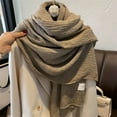 thumbnail image 2 of Versatile Fluffy Soft Solid Color Cotton Linen Scarf for Women Winter Patchwork Wrinkled Edge Large Shawl, 2 of 9