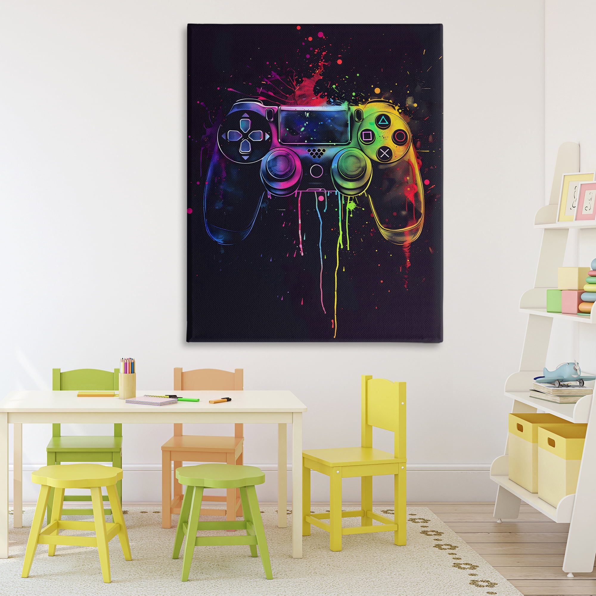 Stupell Industries Rainbow Glow Gaming Controller Canvas Wall Art, design by Creative Studio