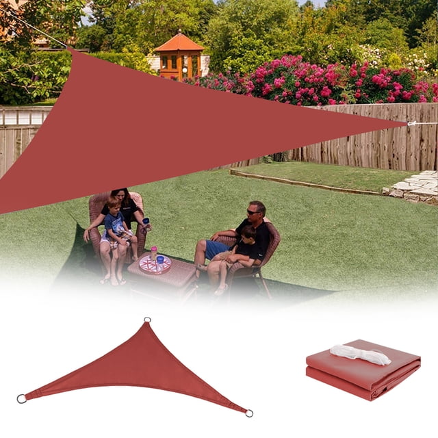 Riforla Pare-Soleil Triangle Pare-Soleil 95 % Bloque Auvent pour Patio Jardin Activités Extérieures avec Kit de Fixation Housse de Protection Rouge Melon D\'eau