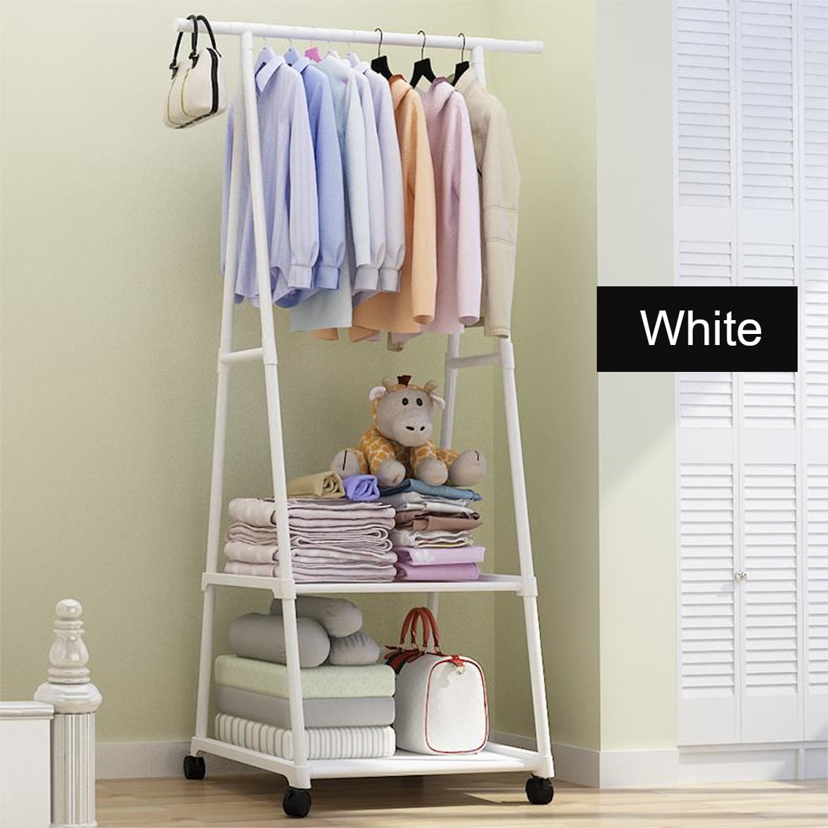 2 tier rolling garment rack hotsell