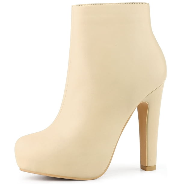 Botines Plataforma Talón Grueso Botas Del Tobillo Para Mujer Beige 41 Allegra K