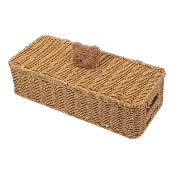 Brown Plastic Storage Box for Home Organization with Lid 10.2x7.9x5.9 Inches