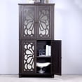 thumbnail image 5 of YIYADO Elegant Sideboard, Vintage Hollow Carved Buffet, Sideboard with Storage and Buffet with 4 Acrylic Mirror Doors, Adjustable Shelves Storage Cabinet, Brown, 5 of 6