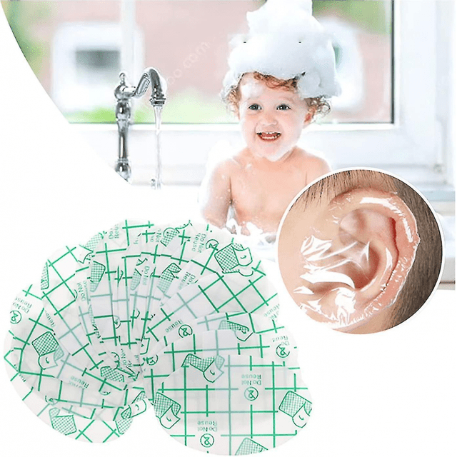 60 protectores de orejas para ducha, pegatinas impermeables para orejas de bebé, protección auditiva para recién nacidos para ducha de natación, 4,4 x 6,8 cm