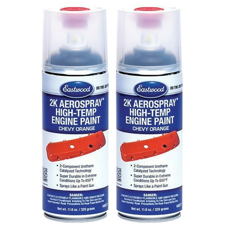 Eastwood 2K Aerospray High Temperature Ceramic Engine Chevy Orange Paint 11.6 oz. 2 Pack