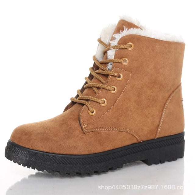 Botas de nieve para mujer, tacón plano, estilo coreano, botas Martin, botas cortas de algodón para invierno, zapatos de algodón para mujer, talla grande