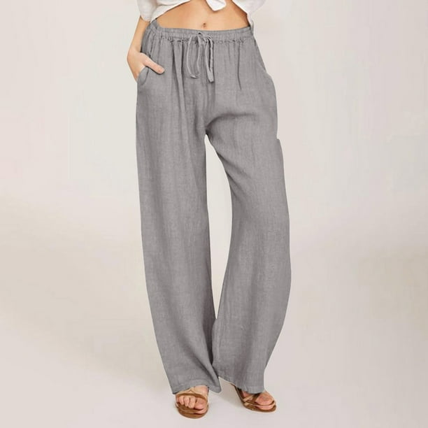 WILLBEST Pantalones Casuales para Mujer, Anchos, Largos, con Cordón, Cintura Elástica, Pantalones Casuales de Pierna Lisa para Mayor Comodidad y Estilo. Extra Grande