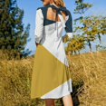 thumbnail image 5 of Abstract Geometric Color Block Art Womens Summer Dress Tie Back A Line Flare Dress, 5 of 9