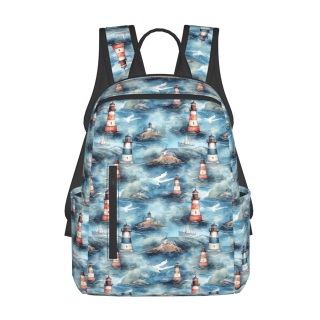 Balery Sea Marine And Lighthouse Mochila ligera para hombre y mujer: duradera e impermeable, ideal para la escuela, el trabajo, viajes y uso diario.