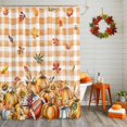 thumbnail image 2 of Shower Curtain Bathroom Set Autumn Maple Leaves Thanksgiving Pumpkin Waterproof Fabric Shower Curtains with Grommets&Hooks Fall Plaid Privacy Bath Curtain for Bathtub 36x72in, 2 of 7