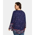 thumbnail image 4 of TIYOMI Women's Plus Size Tops Swing Flowy Long Sleeve Tunics 3X Pleated Navy Blue Floral Blouse Henley Shirts Flower Babydoll Pullover Loose Fit Tee Autumn Tunic 3XL 22W 24W, 4 of 7