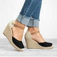 thumbnail image 4 of Dakaela Womens Platform Wedge Sandals Espadrilles Closed Toe Walking Shoes Slip on Heels Size 6-9, 4 of 6