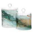 thumbnail image 2 of Wobogo Green Gilt Marbles Clear Plastic Jar Large and Medium Combo Set Cotton Swabs Balls Dental Floss Sticks Cosmetic Storage Can, 2 of 6