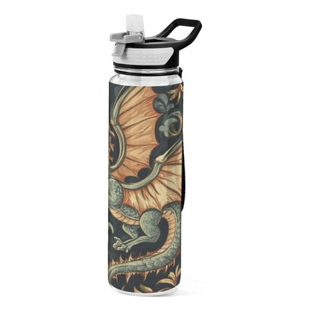 

Sports Water Bottle 1000ML Tritan Food Grade Clear Water Bottle Fitness Outdoor Sports Bike Green Dragon