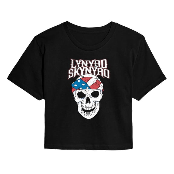 Lynyrd Skynyrd - American Bandana Skull - Juniors Cropped Graphic T-Shirt