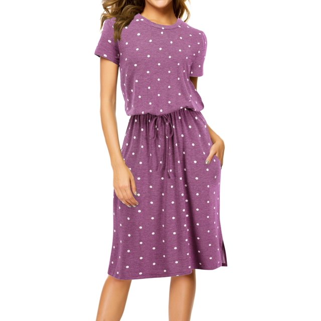 Vestido Simier Fariry, casual, de verano, con lunares, rosa para mujer