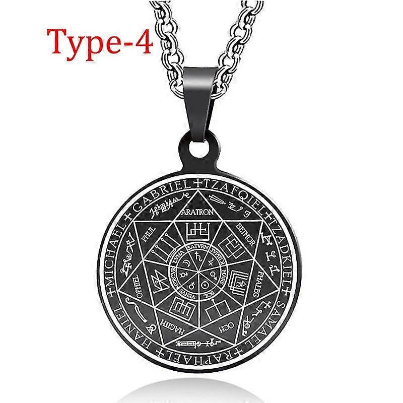 Ciondolo Sigillo Dei Sette Arcangeli In Acciaio Inox, Collana Uomo, 30mm