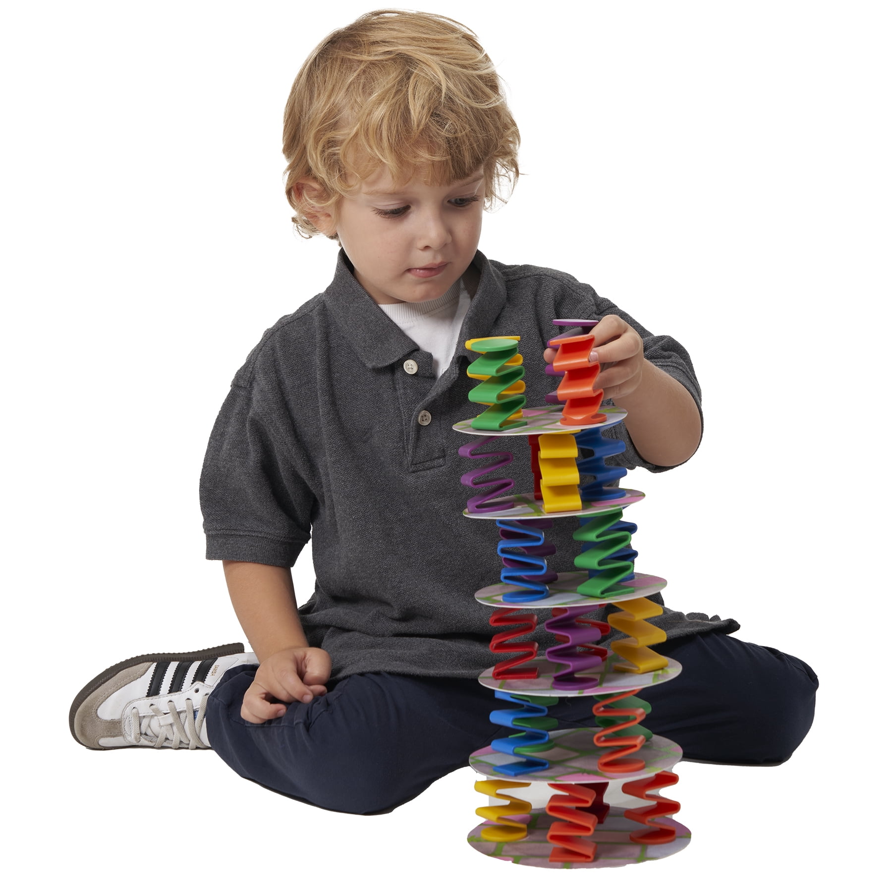Roylco Topple Tower – Interactive Stacking & Problem-Solving Game with Challenge Levels for STEM Learning, Spatial Reasoning and Hands-On Play at Home or School