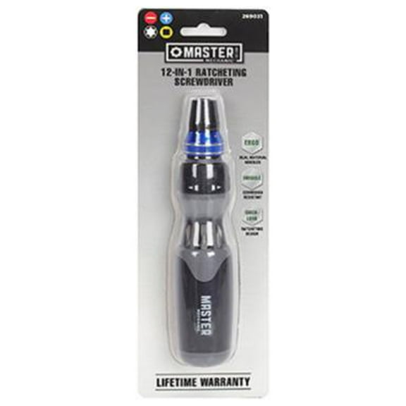 Master Mechanic GSTV20200316 12-In-1 Ratcheting Screwdriver, Handle Storage - Quantity 4