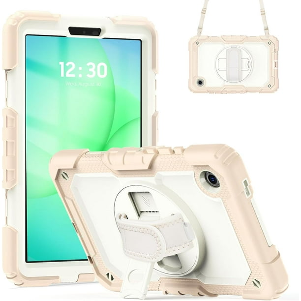 Funda para Samsung Galaxy Tab A11 de 8,7 pulgadas (2025) y Galaxy Tab A9 de 8,7 pulgadas (2023), resistente, a prueba de golpes, con soporte giratorio de 360° y correa de mano/bandolera