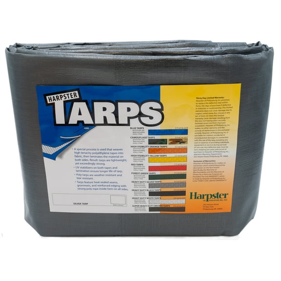 Harpster Tarps 20' x 20' Heavy Duty Silver 6 oz. Poly Tarp 12 Mil
