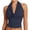 Dark Blue, variant on Women's Cowl Neck Halter Top Sleeveless Form Fitting Ruched Waist Solid Color Stretchy Knit Comfy Cropped Tank Elegant spring Summer Cute Blouse 2026 Fashion Crop Going Out Tops Dressy Basic Tees