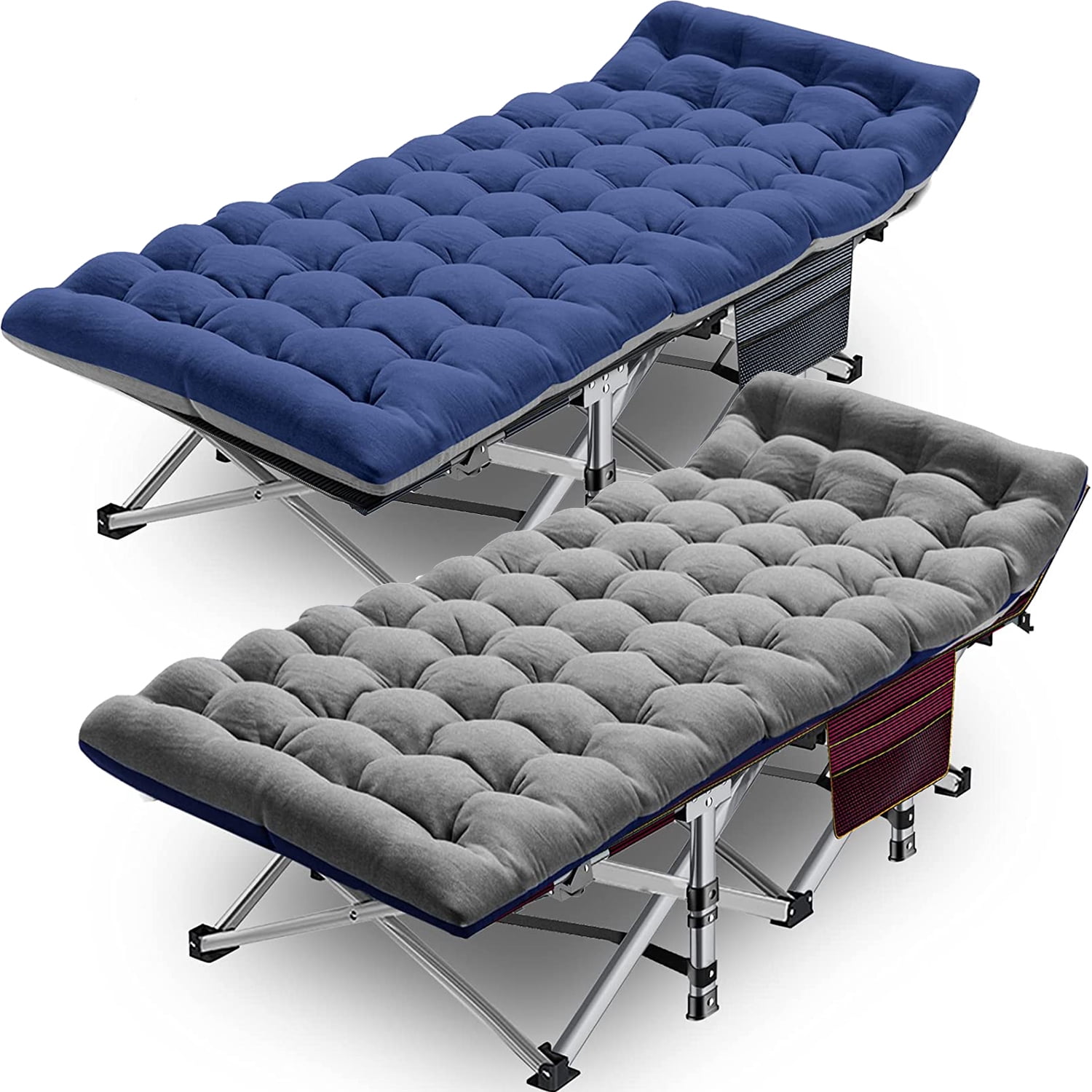 Slsy Cot, 2 Pack Folding Camping Cots for Adults, Sleeping Cots Foldaway Guest Bed with 2Sided