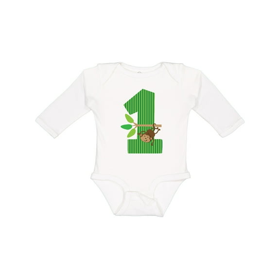 Inktastic 1st Birthday Monkey Boys or Girls Long Sleeve Baby Bodysuit