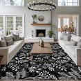 thumbnail image 4 of Area Rug for Living Room, Dandelion Non-Slip Indoor Large Carpet for Bedroom/Dining Room, Modern Minimalist Abstract Flowers Black Washable Low-Profile Rectangle Floor Runner Rugs - 5 x 7 Ft, 4 of 7