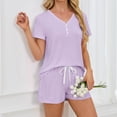 thumbnail image 7 of Cmfcve Two Piece Outfits for Women Lounge Sets Casual Crew Neck Short Sleeve Top & Shorts Set, 7 of 7