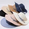 thumbnail image 6 of DOPI Stylish Hats Women Solid Color Big Straw Hat Sun Floppy Wide Hats Beach Cap, 6 of 6